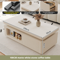 Table basse rectangulaire de style crème moderne avec design décoratif, écologique et légère, pour le salon, meubles de maison