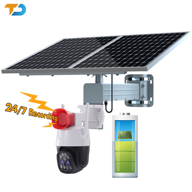 TecDeft 8MP 4K Solar Camera 1080p PTZ 10X Zoom 4G SIM WiFi Security Outdoor Speaker Camera Human Tracking 50M IR Full Color