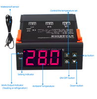 Stok MH1210W AC90V-250V termostat Digital DC12V DC24V pengendali suhu saklar Sensor termoregulator