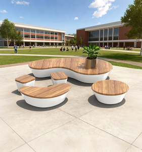 ม้านั่งไม้โค้งรุ่น Y870E ป้องกันแสงแดด พร้อมกระถางปลูกต้นไม้เหล็ก ทนน้ำ เหมาะสำหรับพักผ่อนริมถนน พื้นที่สาธารณะในรีสอร์ท และตกแต่ง - Product Image 4