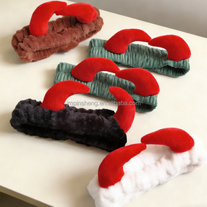 ที่คาดผมขนแกะปะการังสำหรับเด็กผู้หญิงที่คาดผมแบบยืดหยุ่น<span class=keywords><strong>ผ้า</strong></span>กำมะหยี่มีเขาตลก<span class=keywords><strong>ผ้า</strong></span>กำมะหยี่แฟชั่นล้างหน้า - Product Image 3