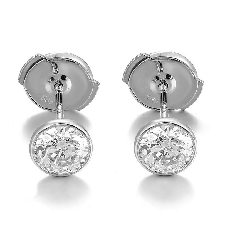 14k white gold lab diamond earring