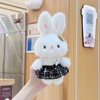 Élégant petit lapin en peluche porte-clés, breloque de sac tendance, pendentif animal en peluche, jouet pour machine à griffes, vente en gros
