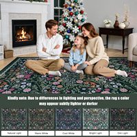 Tapis vintage floral bohème vert foncé, lavable en machine, résistant aux taches, antidérapant, pour salon, salle à manger, chambre d'enfant, couloir, décoration
