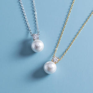 สร้อยคอเงินแท้ S925 รูปทรงตัว Y สำหรับผู้หญิง ดีไซน์กระดูกงู ประดับมุกเทียมสุดหรู - Product Image 1