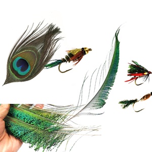 Fil de plume Herl de paon vert Olive naturel pour appâts de pêche à la mouche et nymphes Streamer accessoires de mouches - Product Image 1