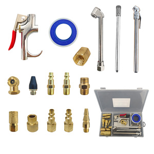 1/4 NPT Amerikan Hızlı Bağlantı Hava Kompresörü Aksesuar Seti 24 Parça Demir Malzemeli, Hava Pompası ve Lastik Basınç Göstergesi İçerir - Product Image 3