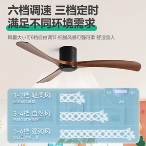 <b>Ceiling</b> <b>Fan</b> 3 Blade Wooden Blades Ac Motor Reversible Airflow <b>Remote</b> <b>Control</b> For Living Room Bedroom - Product Image 2
