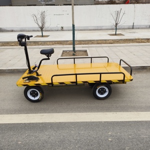 Vehículo <span class=keywords><strong>de</strong></span> <span class=keywords><strong>Transporte</strong></span> Eléctrico <span class=keywords><strong>de</strong></span> Cuatro Ruedas con Reversa, Tipo Burro, con Batería <span class=keywords><strong>de</strong></span> Litio, Empujable Manualmente, Plataforma Plana <span class=keywords><strong>de</strong></span> Acero para Construcción - Product Image 1