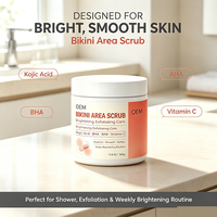 Gommage éclaircissant pour le bikini à l'acide kojique multi-acides, système d'exfoliation double, traite les peaux sèches et squameuses