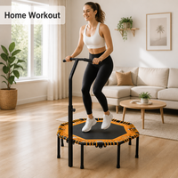Trampoline rebondissant de haute qualité avec barre de guidon réglable, pliable, pour adultes, mini trampoline d'exercice intérieur