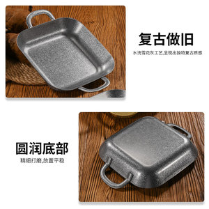 Bandeja de Servir Cuadrada Retro de Acero Inoxidable con Doble Asa, Color Dorado y Gris, para Aperitivos, Barbacoa, Pollo Frito, Papas Fritas, Hotel - Product Image 4