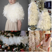 Bufanda blanca de 50g, Boa de plumas de pavo para mujer, fiesta en casa, boda, decoración de Navidad, ropa artesanal, disfraz, vestido de baile, accesorios de Cosplay