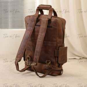 Sac à dos scolaire rétro en cuir pleine fleur 100% véritable, résistant, avec fermeture éclair, pour hommes et femmes, pour les voyages, la randonnée et le camping - Product Image 6