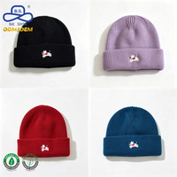 Bonnet épais haut de gamme avec patch brodé chien, bord côtelé replié, accessoire d'hiver douillet, design personnalisé sur mesure, fournisseur direct en stock