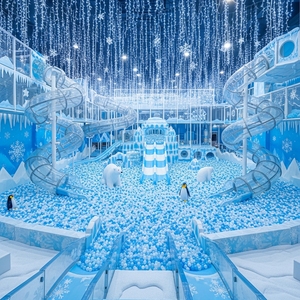 Équipement de terrain de jeux intérieur sur le thème de la neige et de la glace, château gonflable pour enfants, centre de jeux doux avec toboggan, piscine à balles, jeux de parc d'attractions - Product Image 4