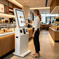 Kiosco de Autoservicio con Pantalla Táctil Capacitiva de 32 Pulgadas, con Base para Piso, Pantalla LCD para Hotel, Vestíbulo, Centro Comercial