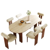 Nordischer Stil Hotel-Restaurant Walnussfarbener Ovaler Esstisch Esszimmer-Möbel Holzrahmen Esstisch und 6 Stühle