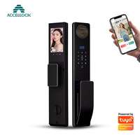 Sistema de Videoportero Tuya con Reconocimiento Facial, Cerradura Inteligente con Escaneo de Palma, Puerta de Aluminio, Almacenamiento en la Nube Wi-Fi, Aleación de Aluminio de Grado Industrial