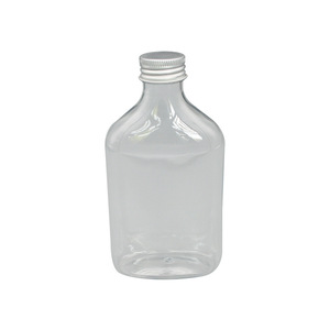 Transparent Pet <b>Flat</b> Bottle 250ml <b>Screw</b> Cap For Wine Beverage Packaging - Product Image 5