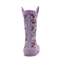 Bottes de pluie en caoutchouc naturel pour bébés filles, imprimé floral violet, imperméables, antidérapantes, bottes Wellington faciles à enfiler, OEM