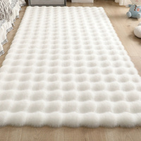 Tapis d'intérieur en fausse fourrure de lapin moelleuse, tapis de sol en polyester à poils longs, tapis épais imperméable pour chambre à coucher et salon