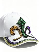 Casquette de baseball unisexe réglable à 6 panneaux en coton 100% ornée de strass brillants faits main pour le carnaval