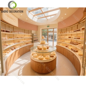 Aménagement intérieur de boulangerie commerciale, comptoir de présentation de gâteaux en bois et verre durable, mobilier de boulangerie sur mesure - Product Image 4