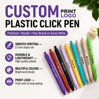 Stylo à bille en plastique personnalisé avec logo imprimé, encre noire 0,7 mm, écriture fluide, durable, léger, 18 couleurs vives, faible MOQ