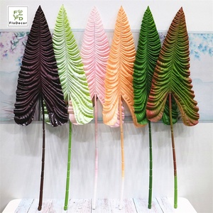 Abanico Artificial con hojas de palmera, planta <span class=keywords><strong>Tropical</strong></span> con tacto Real, decoración para el hogar y la boda, arreglo floral - Product Image 1