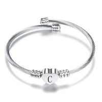 Bracelet personnalisé en acier inoxydable, or, argent, avec 26 lettres de l'alphabet pour femmes