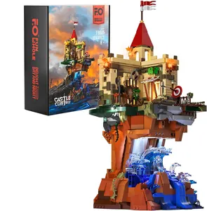 Funwhole F9005 Klif Kasteel Met Led Verlichting Model Bouwsteen Speelgoed Moc Puzzel Montage Bakstenen Sets Speelgoed Kinderen Kinderen