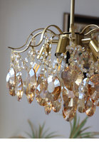 Lustre LED vintage en fer et cristal ambré, style français et américain, lampe romantique en cristal pour chambre à coucher, salle à manger, salon, décoration intérieure