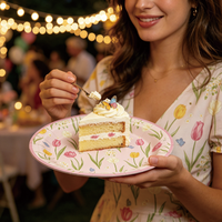 Assiettes de fête jetables personnalisées à motif floral, écologiques, très vendues pour les événements à domicile, lot de 10 pièces