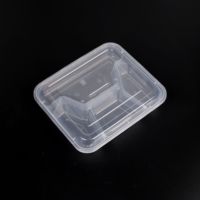 Conteneur alimentaire rectangulaire transparent en PP de qualité alimentaire de 26 oz à 4 compartiments, pour pizza, salade, sandwich, micro-ondable, empilable, sans BPA