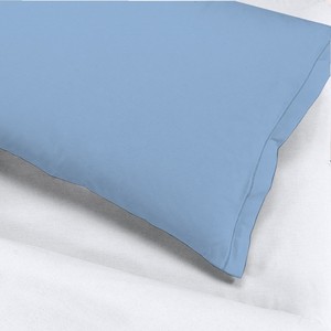 Gipetex Ensemble de draps en percale de coton 100% bleu clair Drap-housse Drap plat Taies d'oreiller Tailles sur mesure Fermeture à glissière Italie - Product Image 5