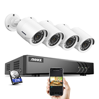 Système de sécurité CCTV ANNKE 8CH 3K Lite H.265+ DVR hybride avec 4 caméras tourelles TVI 1080P jusqu'à 30m Smart IR avec disque dur 2 To