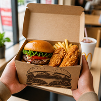 Boîte à emporter pour la restauration rapide en papier kraft compostable avec logo personnalisé, pour hamburgers et frites
