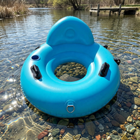 Bouée de rivière gonflable en PVC avec dossier, porte-gobelet et crochet de pêche pour adultes - Flottant pour piscine, impression personnalisée