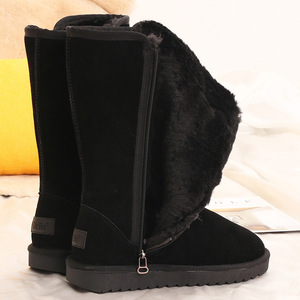 Bottes de neige pour femmes avec patchs à lettres, fermeture éclair latérale, bout rond, semelle épaisse, fourrure, mi-<span class=keywords><strong>mollet</strong></span>, chaussures Femme Botas De Mujer - Product Image 4