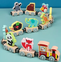 Train en bois avec animaux marins pour enfants, cadeau d'anniversaire, cadeau de Noël, jeu pour enfants d'âge préscolaire