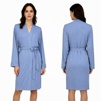 Peignoirs en modal extensible et doux à manches longues et col en V, 230 g/m², couleur unie, style kimono, confortables, respirants, courts, pour femmes, pour l'hiver