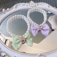 Colliers pour animaux de compagnie en ruban à motif solide de style japonais Design de perles douces pour chiens chats Cross-Border Teddy Bichon Neck Sweet Bow pour