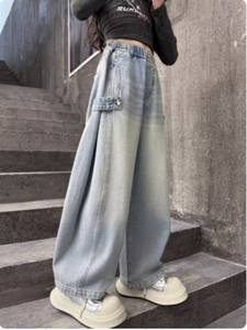 Jeans a gamba larga a vita alta da <span class=keywords><strong>donna</strong></span>, blu chiaro, modello curvo, stile Y2K, vintage, baggy, collezione Primavera 2026 - Product Image 5