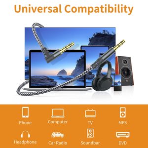 Mạ Vàng 6.6ft/2M 3.5mm âm thanh AUX Cáp TRS cáp phụ trợ với 90 độ nylon bện Stereo 3.5mm cho loa - Product Image 5