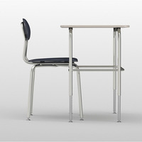 Ensemble bureau et chaise en plastique thermoformé rigide pour écolier, avec structure métallique, fabriqué en Chine