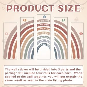 Vinilo Decorativo de Pared con Diseño de <span class=keywords><strong>Arcoíris</strong></span> en <span class=keywords><strong>Acuarela</strong></span> Moderna, Impermeable, Ecológico, Resistente a los Rayos UV, con Acabado Brillante y Citas Motivadoras - Product Image 5