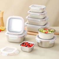 Boîte à lunch en acier inoxydable 304, récipient à collation réutilisable, boîte alimentaire avec couvercle en PP visible, récipient alimentaire en métal, utilisation en cuisine