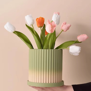 Moyen petit pot de <span class=keywords><strong>fleur</strong></span> en céramique avec finition émaillée dégradé de couleur design moderne élégant pour la plantation de pépinière de jardin à la maison - Product Image 1