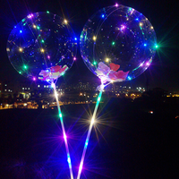 Magnifiques ballons Bobo ronds à LED de 18 pouces, transparents, lumineux, stroboscopiques, ballons Bobo de la Saint-Valentin